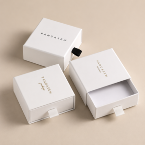 white apparel boxes with